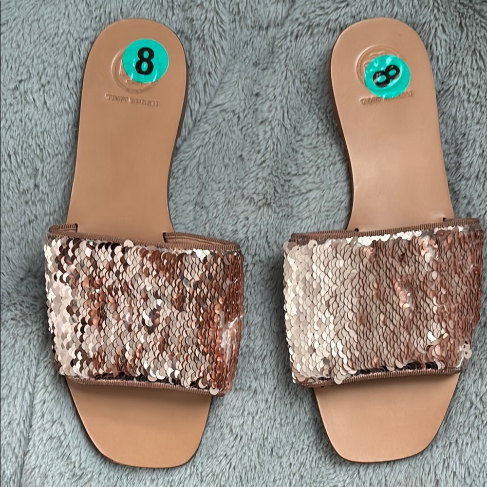 Tory Burch Sequin Slide Sandals - Brown